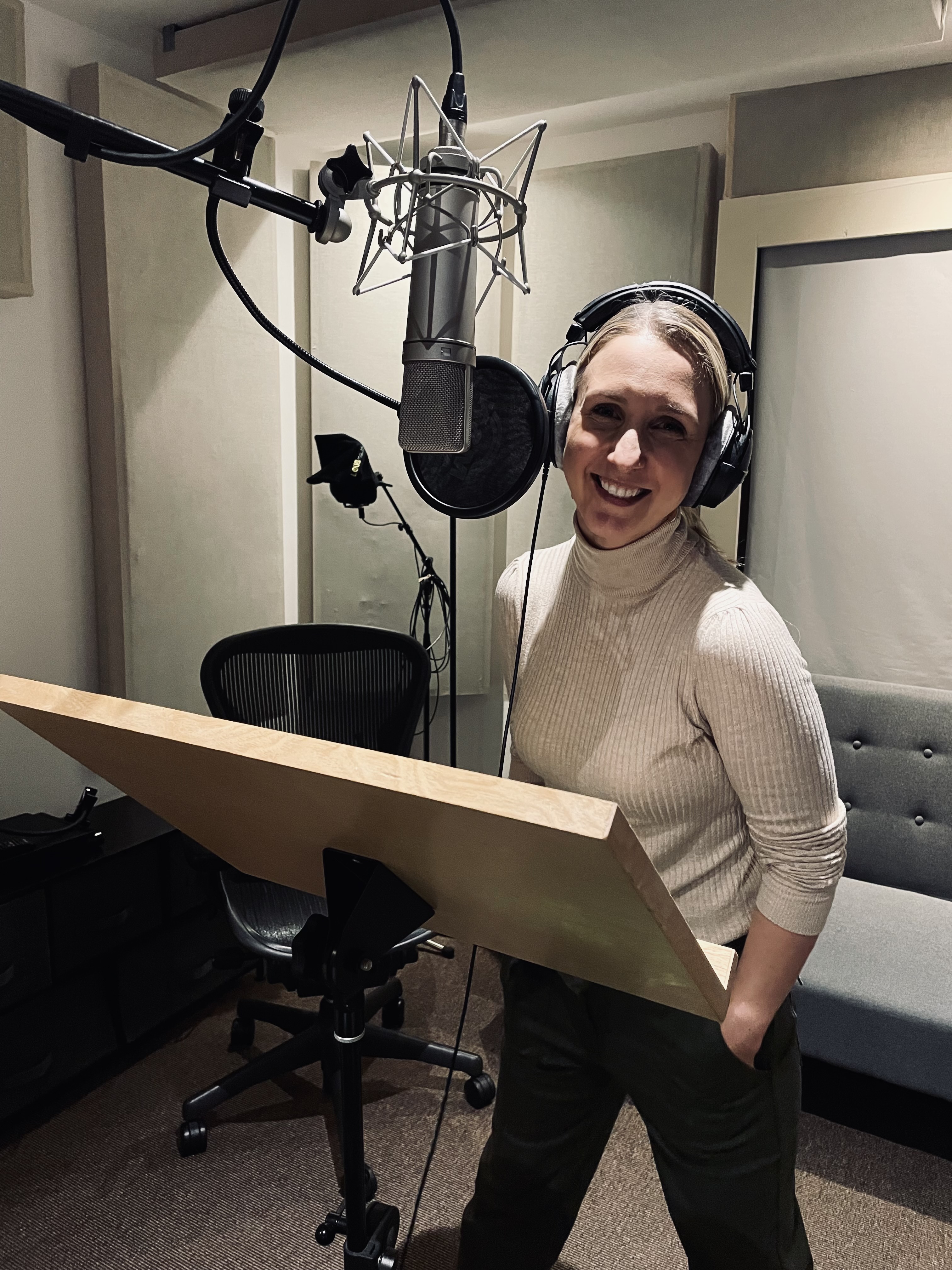 Becky Taylor recording in the studio